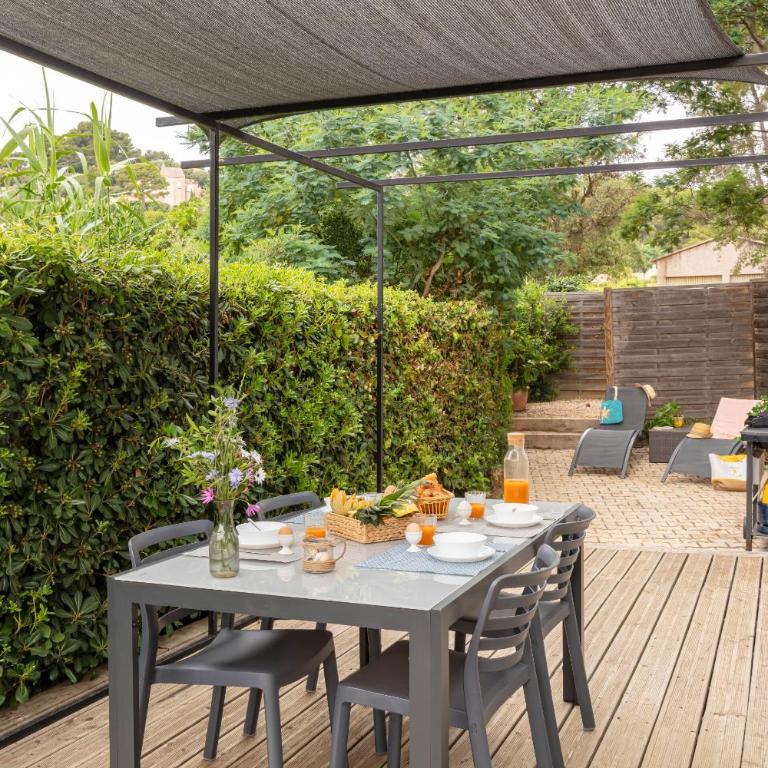 Le Mimosa, mobil-home climatisé au cœur du vignoble et à quelques mètres de la mer - Deluxe Bungalow mit Gartenblick - 13