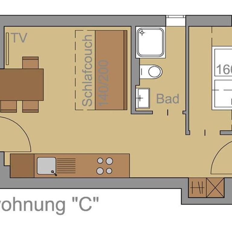 Ferienwohnungen Nachbaur - Apartment mit 1 Schlafzimmer und Badewanne - 4