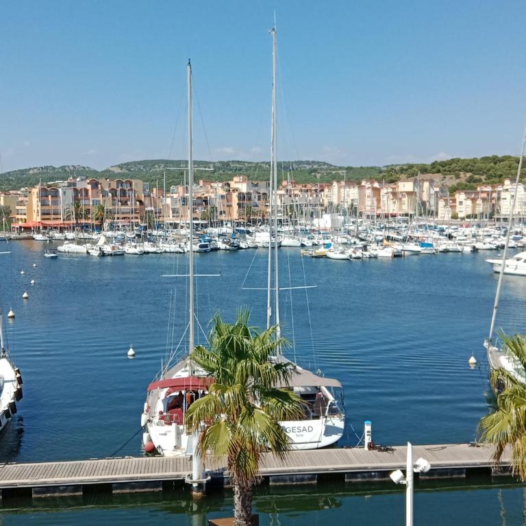 Gruissan (Aude) Appartement calme, vue sur port de plaisance -Clim, Empl.Parking - Appartement 1 Chambre - 45