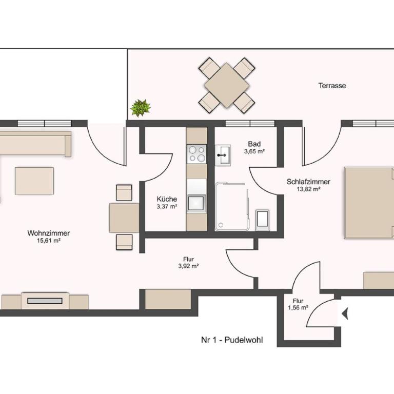 Ferienwohnung Immerschön - Apartment mit 1 Schlafzimmer - 5