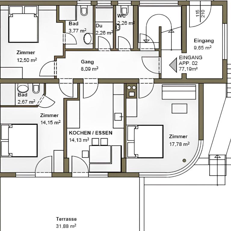 Appartements DAS RETTENBACHER - Apartment mit 3 Schlafzimmern, Terrasse und Bergblick - 36