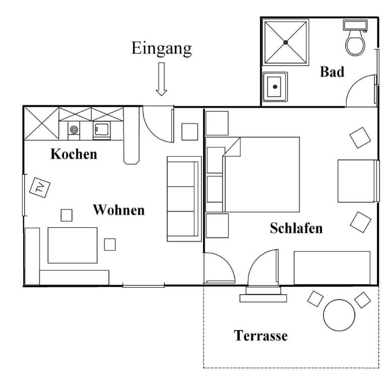 Ferienwohnungen mit Bergblick - Apartment mit 1 Schlafzimmer und Terrasse - 10
