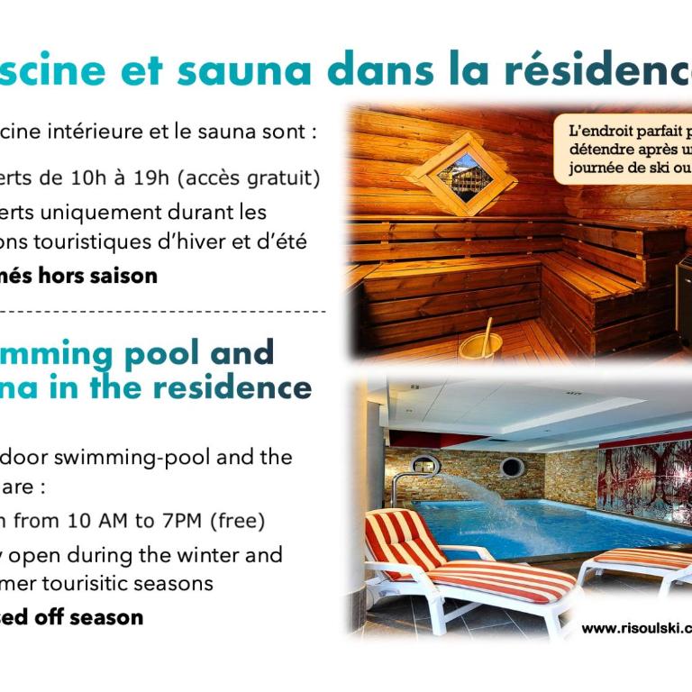 RisoulSki Antarès - Piscine et Sauna - Appartement 204 - 5 à 8 Personnes - 2e Étage - 34 m² - 1 Chambre - 12