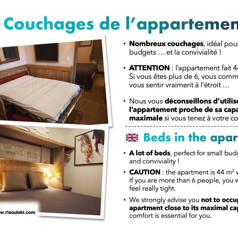 RisoulSki Antarès - Piscine et Sauna - Appartement 001 - 7 à 11 Personnes - Rez-de-Chaussée - 44 m² - 2 Chambres - Vue sur Montagne - 30