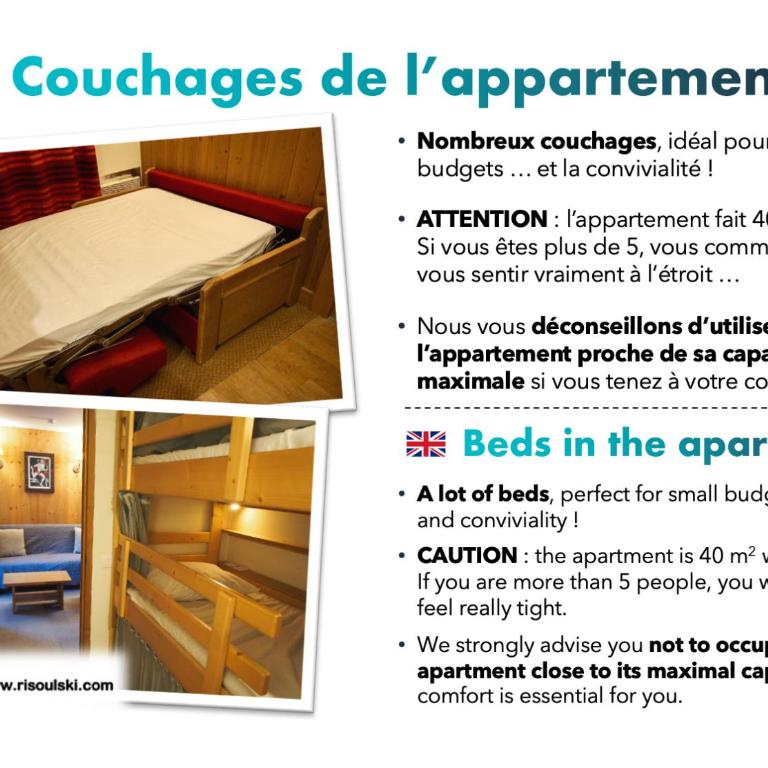 RisoulSki Antarès - Piscine et Sauna - Appartement 100 - 6 à 10 Personnes - 1er Étage - 40 m² - 1 Chambre - Vue sur Montagne - 14