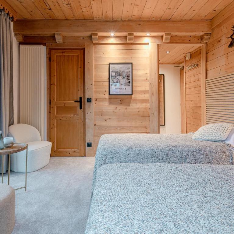 Le Chalet d'Antoine - Centre de Megève - Chambre Lits Jumeaux Deluxe avec Balcon - 3