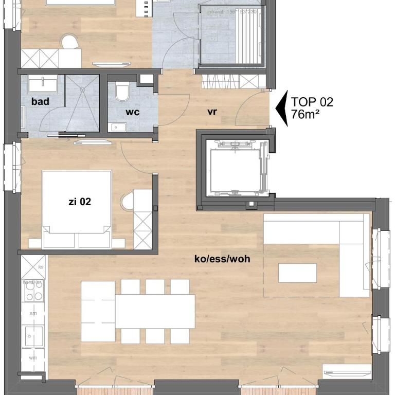 Apartmenthaus A24 - Appartamento con 2 Camere da Letto e con Doccia - 1