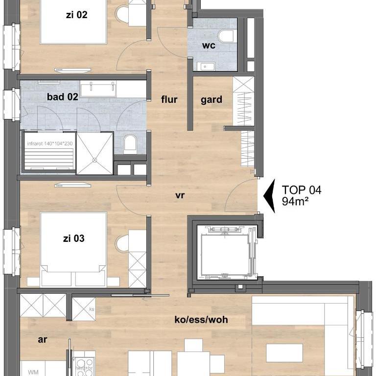 Apartmenthaus A24 - Appartamento con 3 camere da letto e doccia - 1