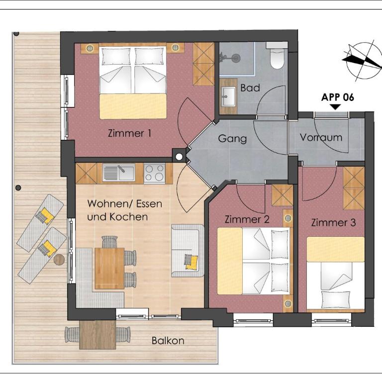 Appartements Andrea Cäciel - Alpline Appartements KG - Apartment mit 3 Schlafzimmern - 6
