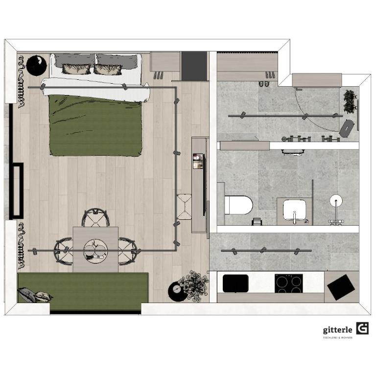SOLU Apartments - Studio mit Gartenblick - 1