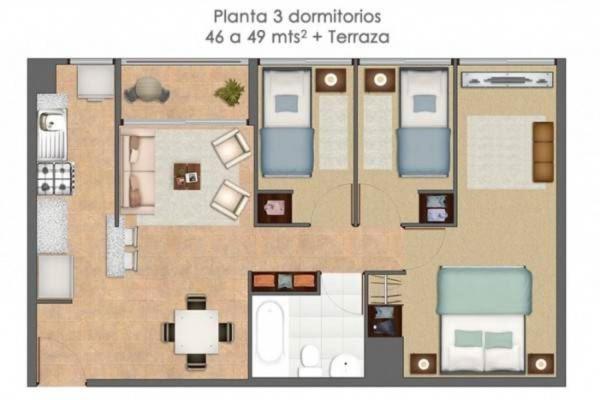 Departamento 3D con 1 Estacionamiento - Apartamento de 3 dormitorios - 4