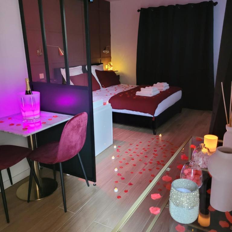 Nuit d'évasion love room avec baignoire balnéo et jardin avec spa - One-Bedroom Apartment - 5
