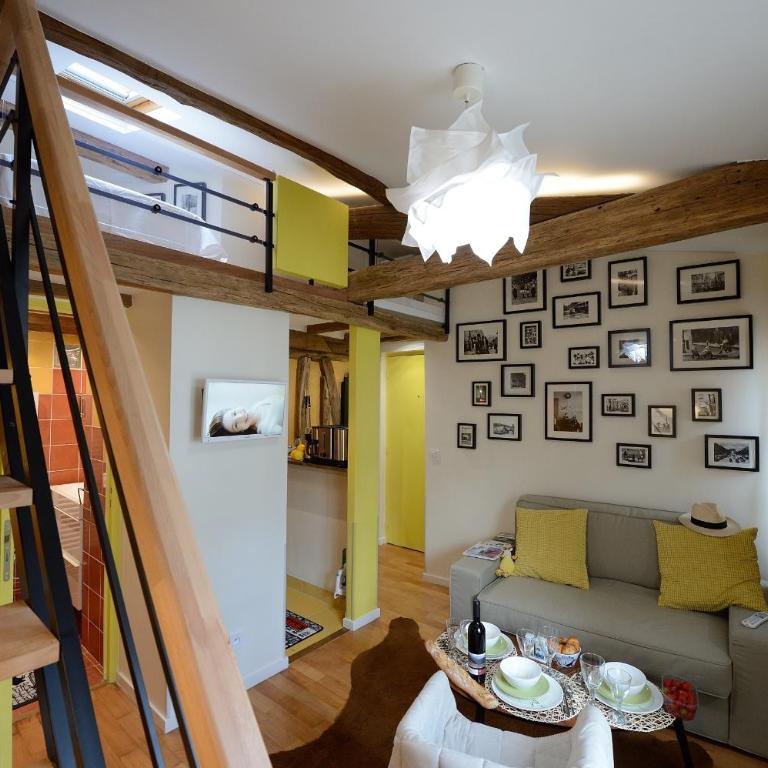 Les Patios du Marais 2 - Studio avec Lit Simple en Mezzanine (3 Adultes) - E5DD Yellow Cake - 6