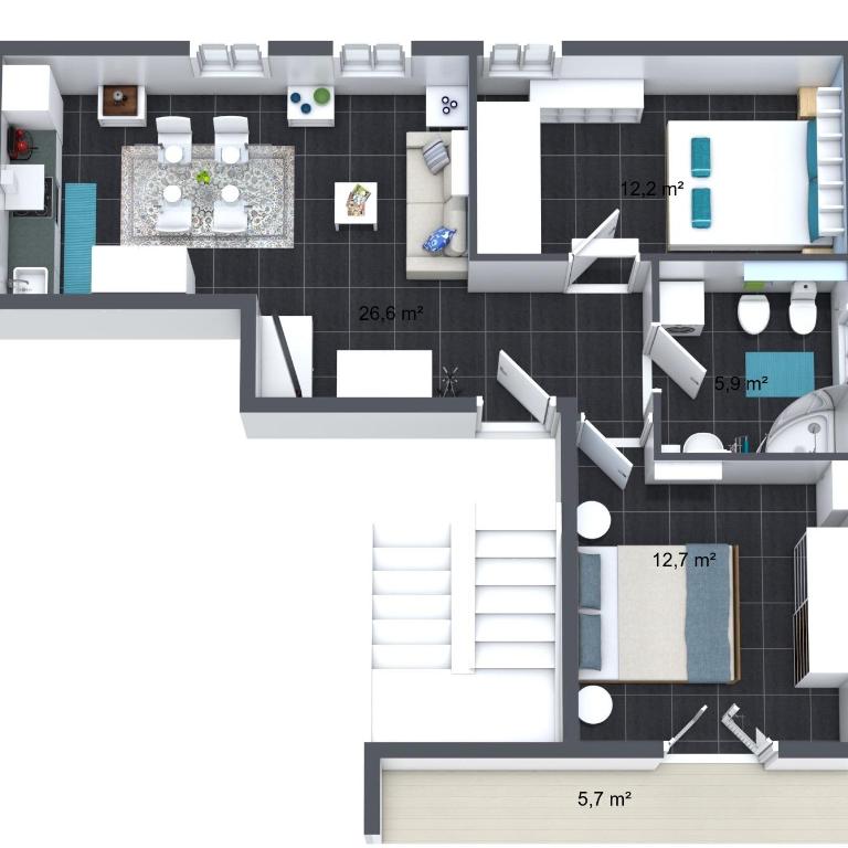 La Terrasse - Appartamento L'Orso, Terazzo vista mare - Appartamento con 2 Camere da Letto - 10