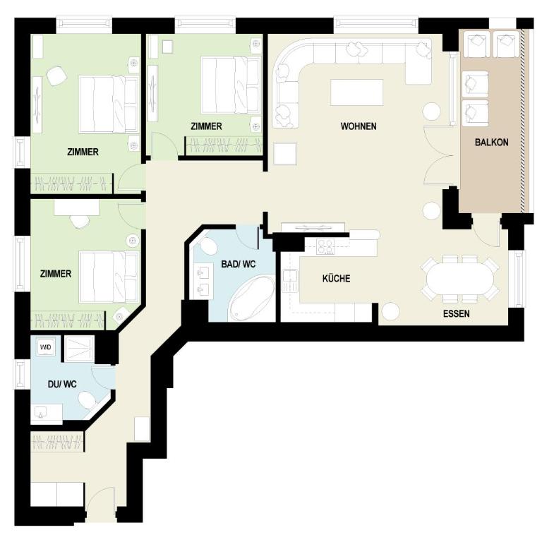 165 qm moderne 4 Zimmer Wohnung mit Bergsicht - Piz Alpina - Apartment mit 3 Schlafzimmern - 12