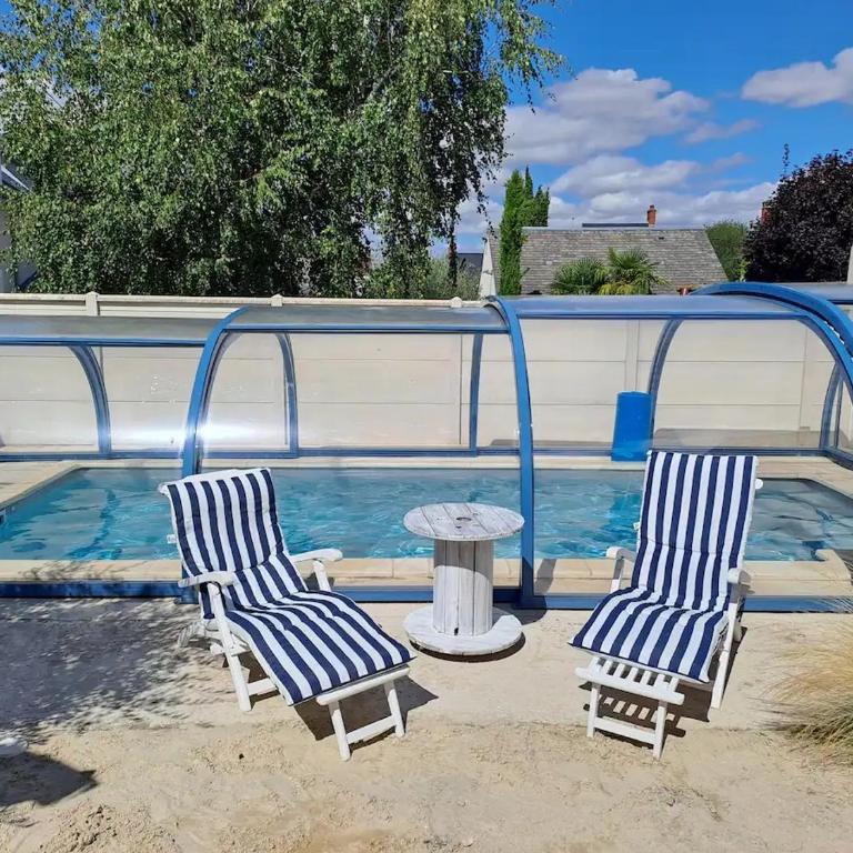 Chambre bleue avec accès plage - Chambre Double - 1