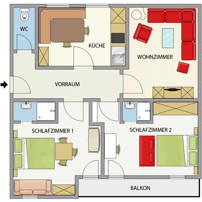 Appartement Gimpl - Apartment mit 2 Schlafzimmern und Balkon - 14