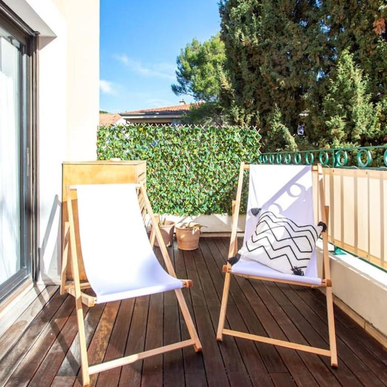 #11 Staywizus - Alex suite terrace parking AC 2 BDR 5mins to sea - Appartement 2 Chambres - 9