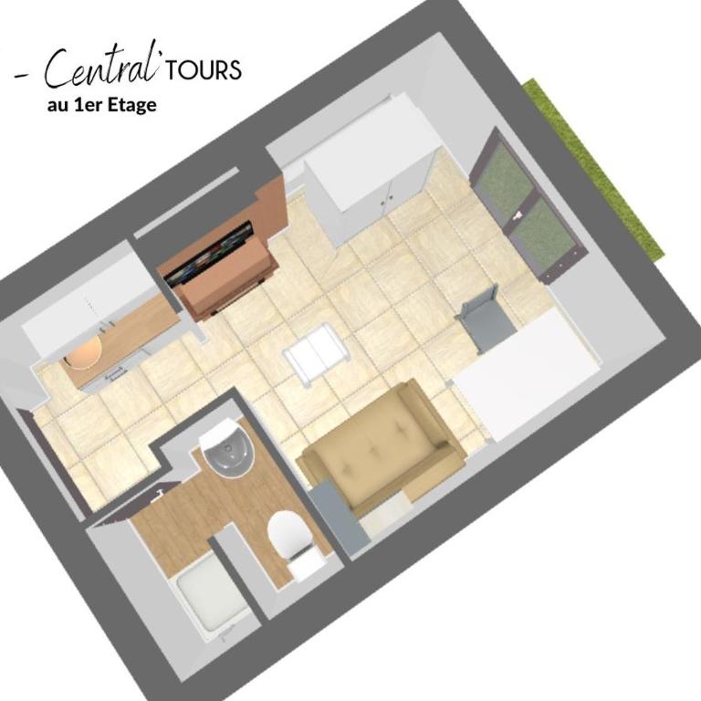 1# Central'Tours VERT - Appartement 1 Chambre - 1