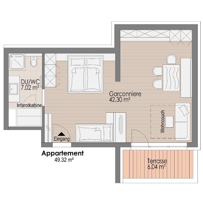 Lux Appartements - Apartment mit 1 Schlafzimmer und Balkon - 1