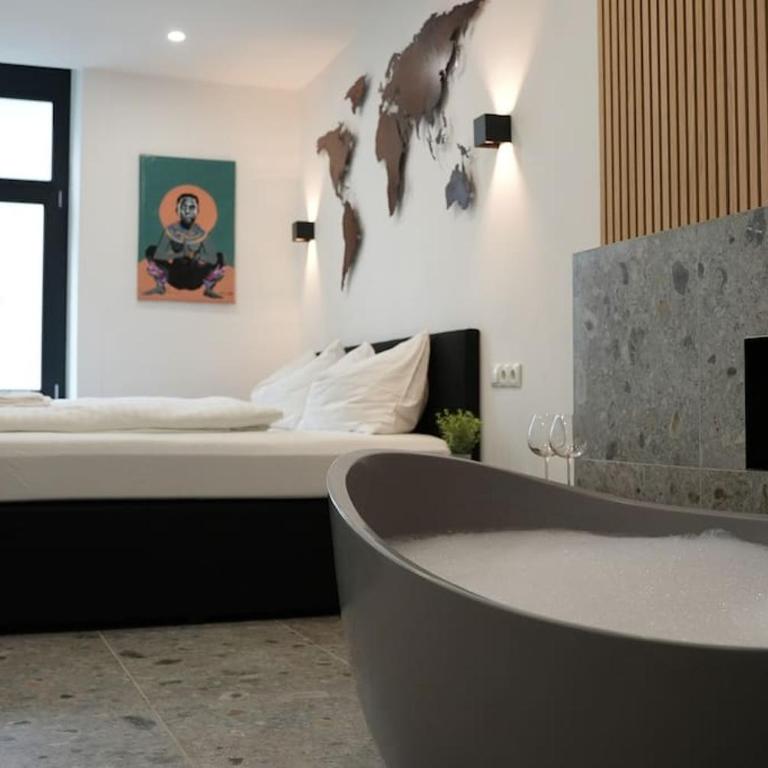 Suite mit Badewanne, Kamin und Parkplatz - Apartment mit 1 Schlafzimmer - 20