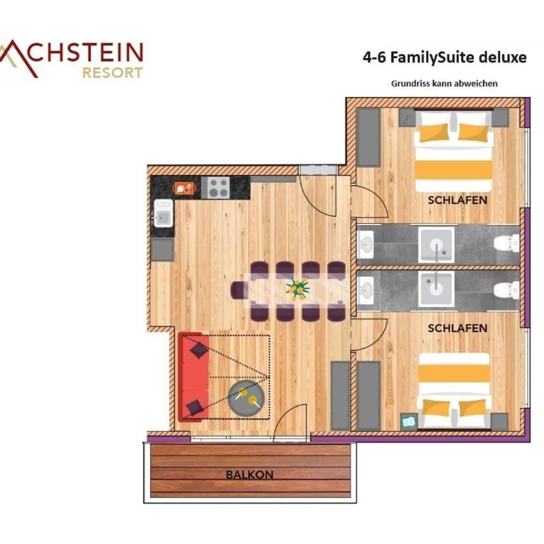 Wellness- und Familienhotel Garni Dachsteinresort - Apartment mit 2 Schlafzimmern und Dusche - 6