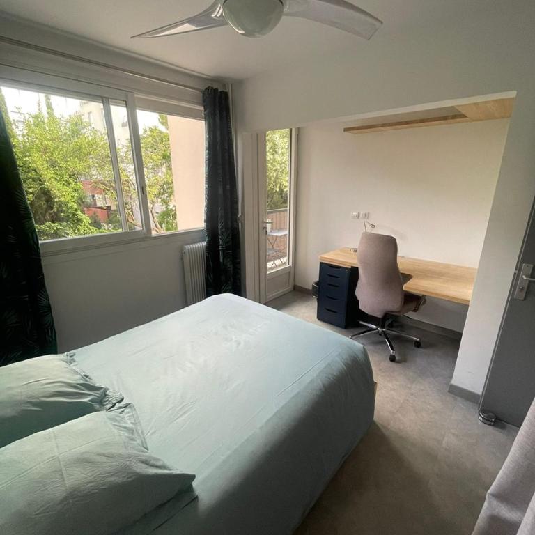 Chambre avec salle d'eau privée dans appartement partagé 200 m du tram - Chambre Double - 1