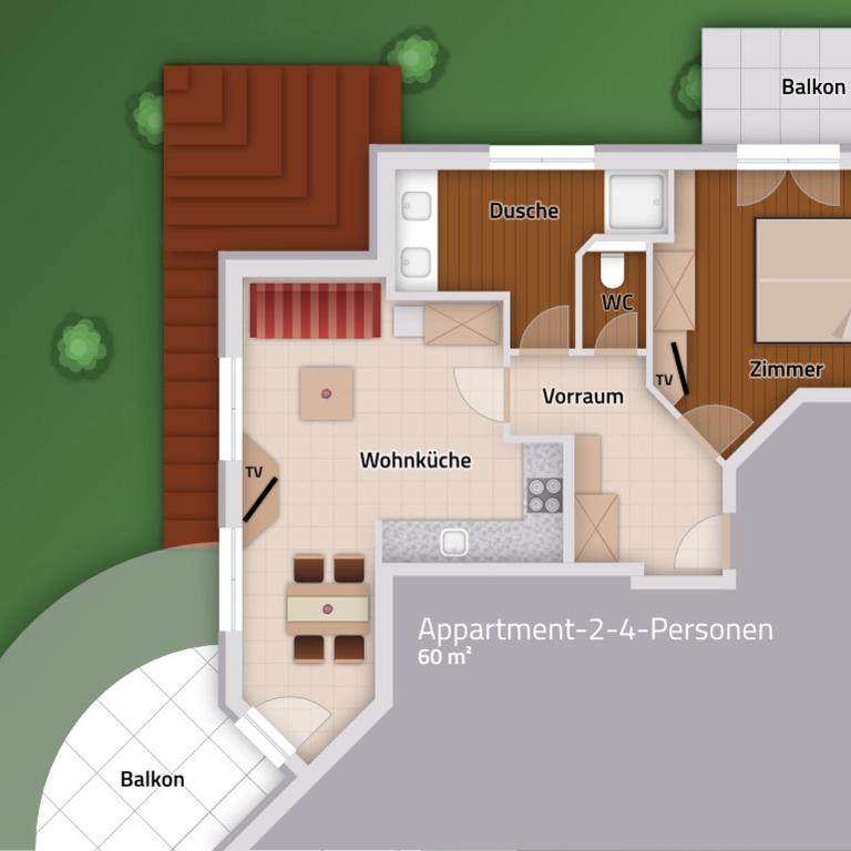 Hotel Garni Ida - Apartment mit 1 Schlafzimmer - 5