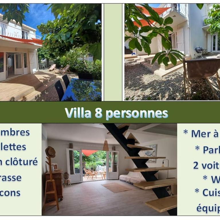 Villa 8 pers, 4 ch, jardin, clim 200m de la plage - Casa de 4 dormitorios - 1