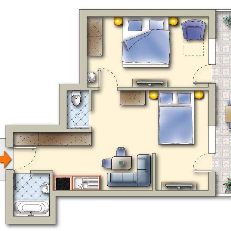 Hotel & Apart Central - Apartment mit 1 Schlafzimmer und Balkon - 19