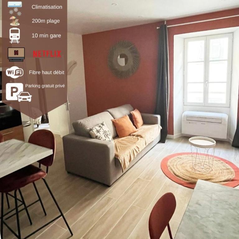 Sublime T2/ Cosy/ Clim/ Parking/Plage - One-Bedroom Apartment - 1