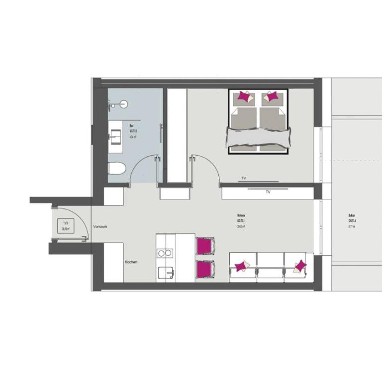 Aparthotel Dorf570 - Apartment mit 1 Schlafzimmer, Balkon und Bergblick - 8