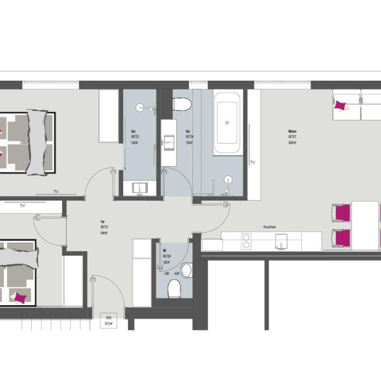 Aparthotel Dorf570 - Apartment mit 2 Schlafzimmern und Gartenblick - 7