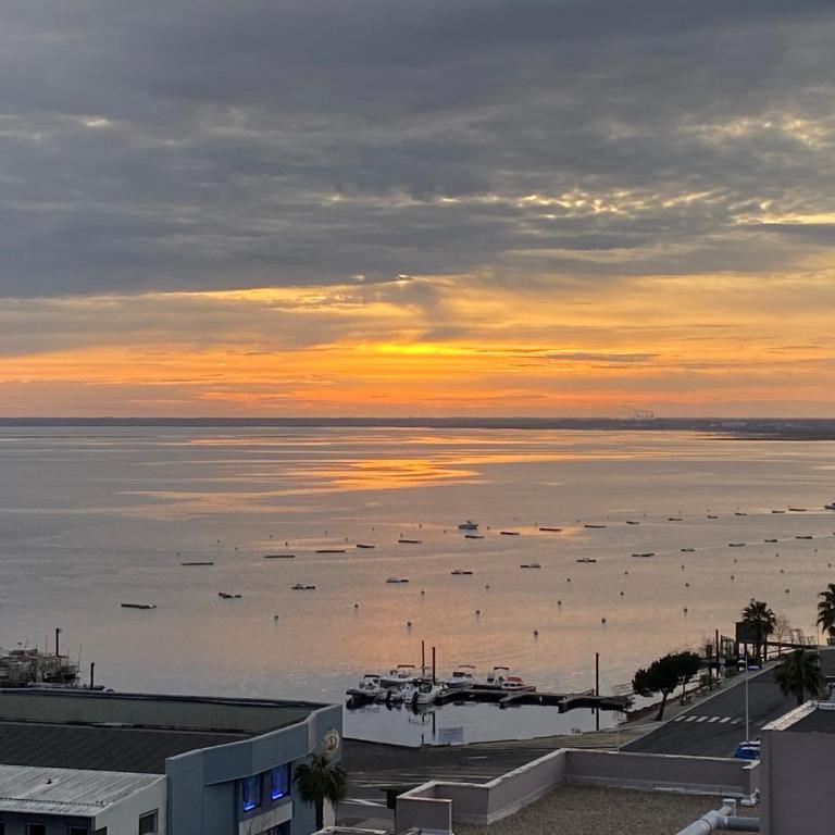 Aux pieds des plages, du port, de la piste cyclable et des commerces de proximité, un studio au dernier étage avec une vue panoramique sur le Bassin d'Arcachon, entièrement rénové, dans une résidence avec piscine - Studio with Balcony - 24