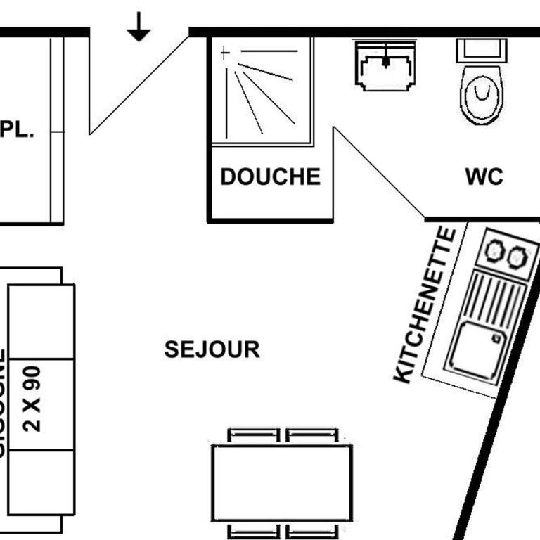Studette Alpes 2 Pers, Proche Commerces - One-Bedroom Apartment - 3