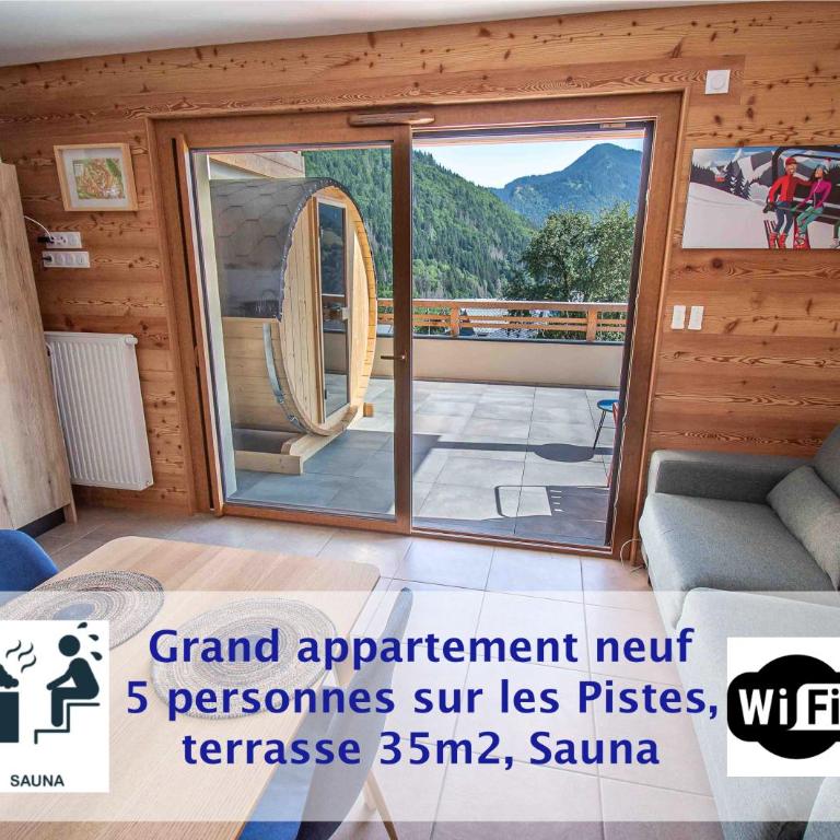 Dans résidence neuve LE SNOW ROC sur les pistes, grand studio cosy 5 pers avec terrasse panoramique, SAUNA, WIFI - Appartement 1 Chambre - 1