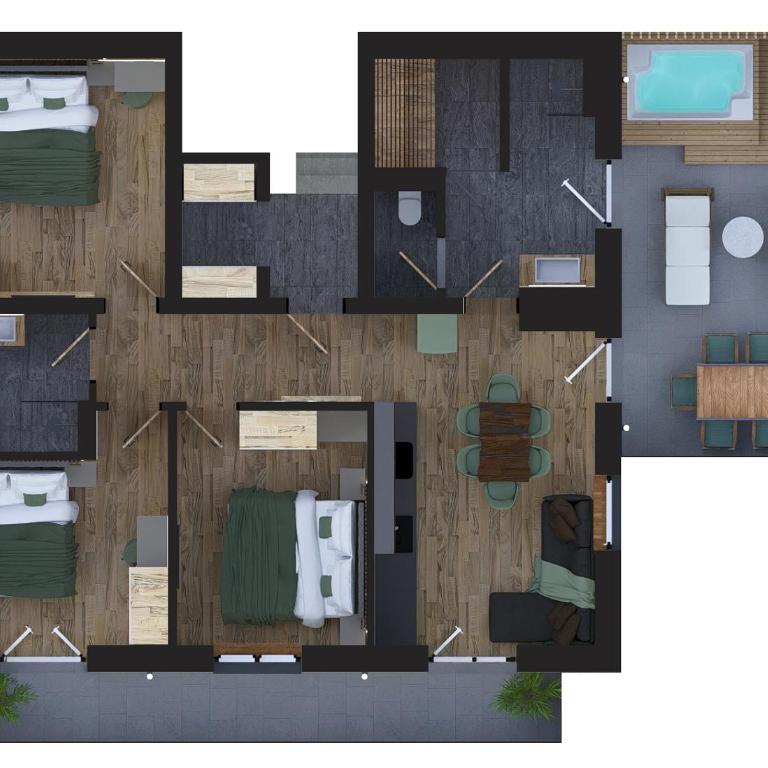Das Goldjuwel - Luxury Apartments with private Spa - Deluxe Apartment mit 3 Schlafzimmern - 4