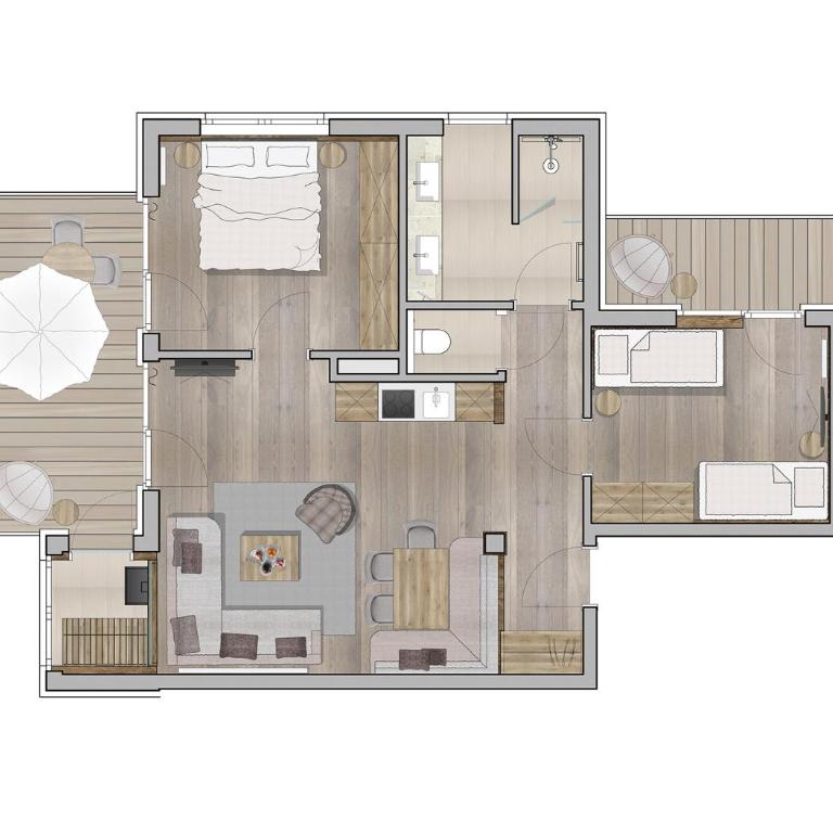 PRIVATE HOMES Alpin Spa Apartments - Two-Bedroom Apartment with Balcony - 13