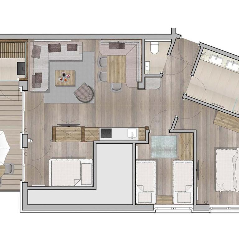 PRIVATE HOMES Alpin Spa Apartments - Three-Bedroom Apartment with Balcony - 14