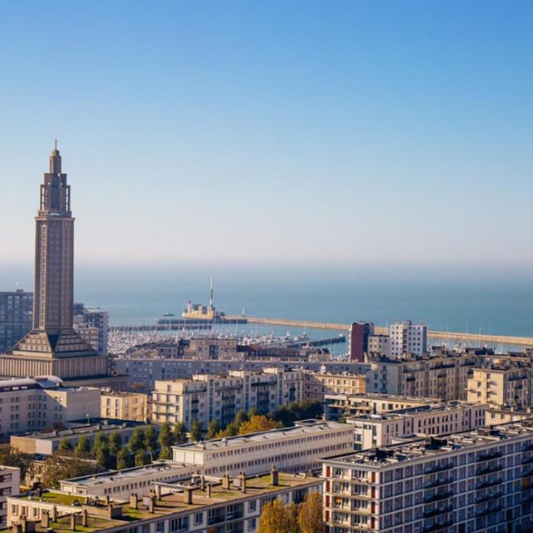 Terrasse vue imprenable mer, appartement 65m2 chic, quartier calme Le Havre, capacité 2 personnes ou famille 3 personnes,1 chambre, baignoire - Apartment mit 1 Schlafzimmer - 4