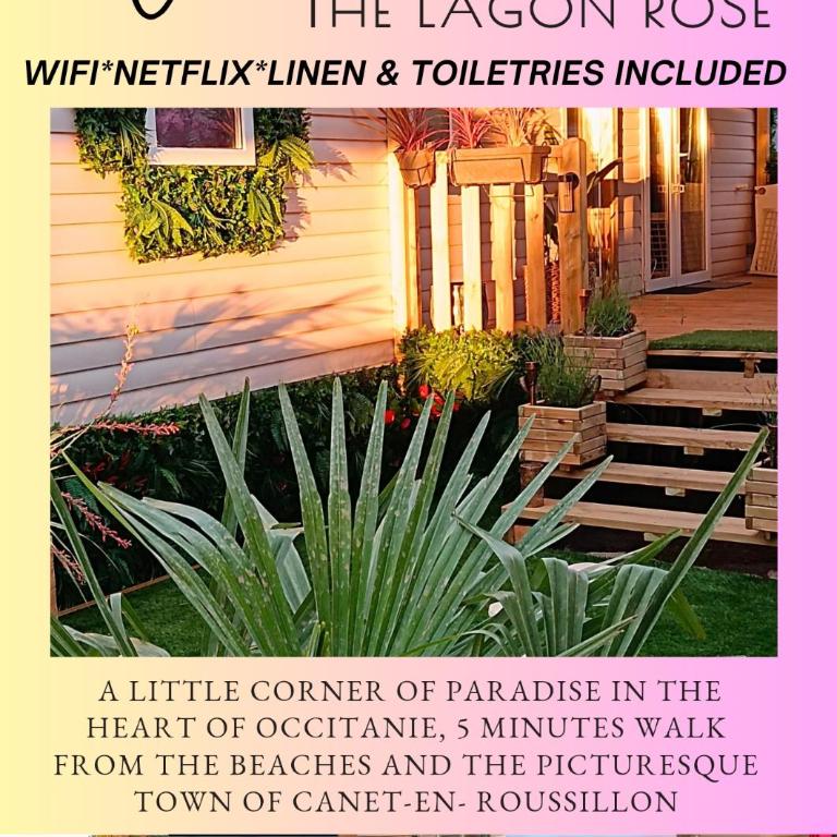 Le Lagon Rose nice bungalow Camping SIBLU le Mar Estang Canet-en-Roussillon, 2 rooms, 2 bathrooms, 2 TV, free WIFI, sheets & towels included, beach at 5 mn walk - Mobile Home - 2