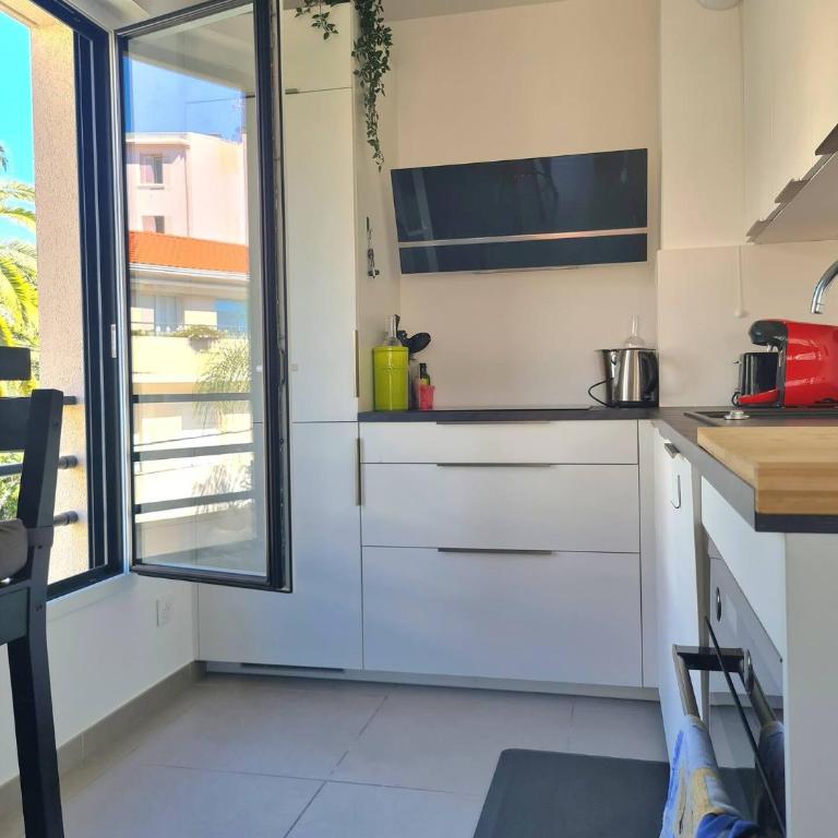 PWS - Sunny modern flat near Juan Les Pins Pinede & beach - Terrace & AC! - Two-Bedroom Apartment - 3