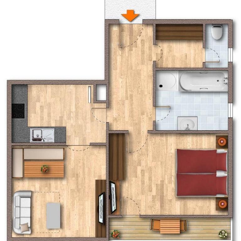 Ferienwohnung Garber - Appartement 1 Chambre avec Balcon et Vue sur les Montagnes - 9