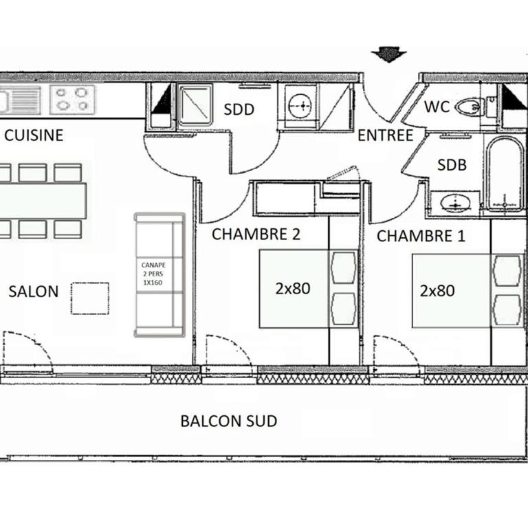 Appartement 3 pièces avec parking, Les Saisies, 6 personnes - Two-Bedroom Apartment - 7