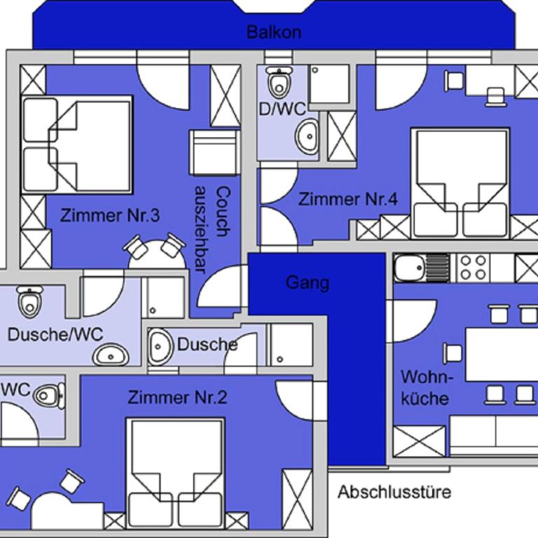 Hotel Garni DIAS - Apartment mit 3 Schlafzimmern - 8