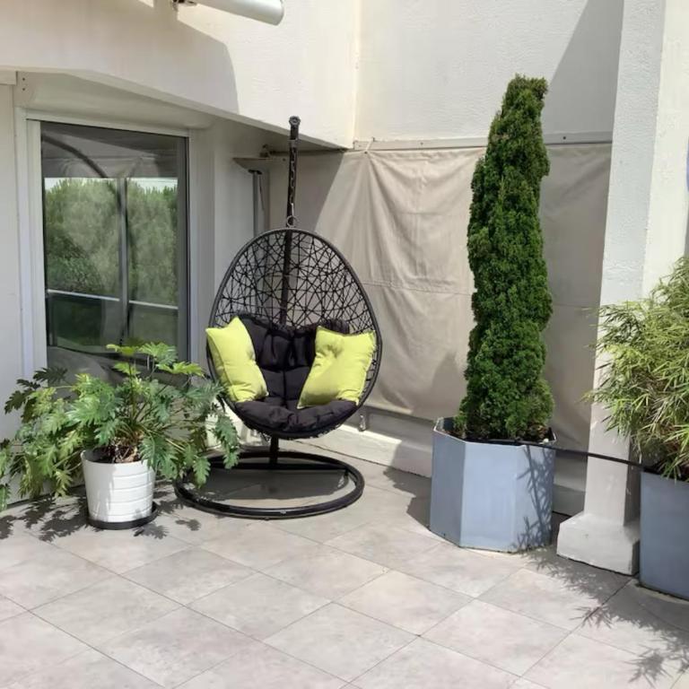 Studio 34m2 avec la terrasse 60m2, aperçu mer, parking, Clim, plage à 150 m,Wi-fi, piscine - Studio mit Terrasse - 7