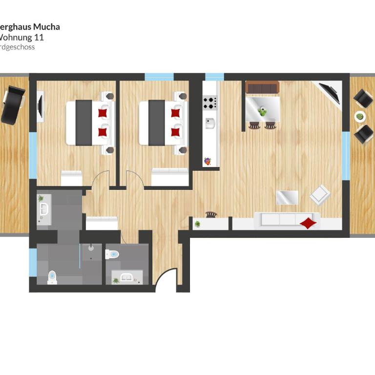 Berghaus Mucha - Ferienwohnungen - Deluxe Apartment mit 2 Schlafzimmern - 9