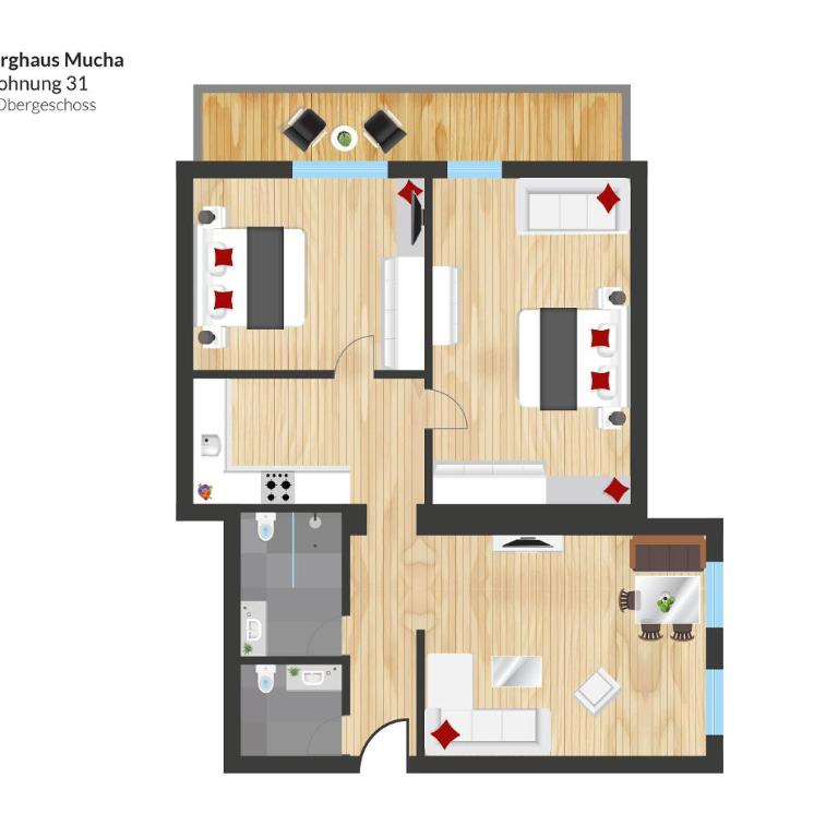 Berghaus Mucha - Ferienwohnungen - Deluxe Apartment mit 2 Schlafzimmern - 9