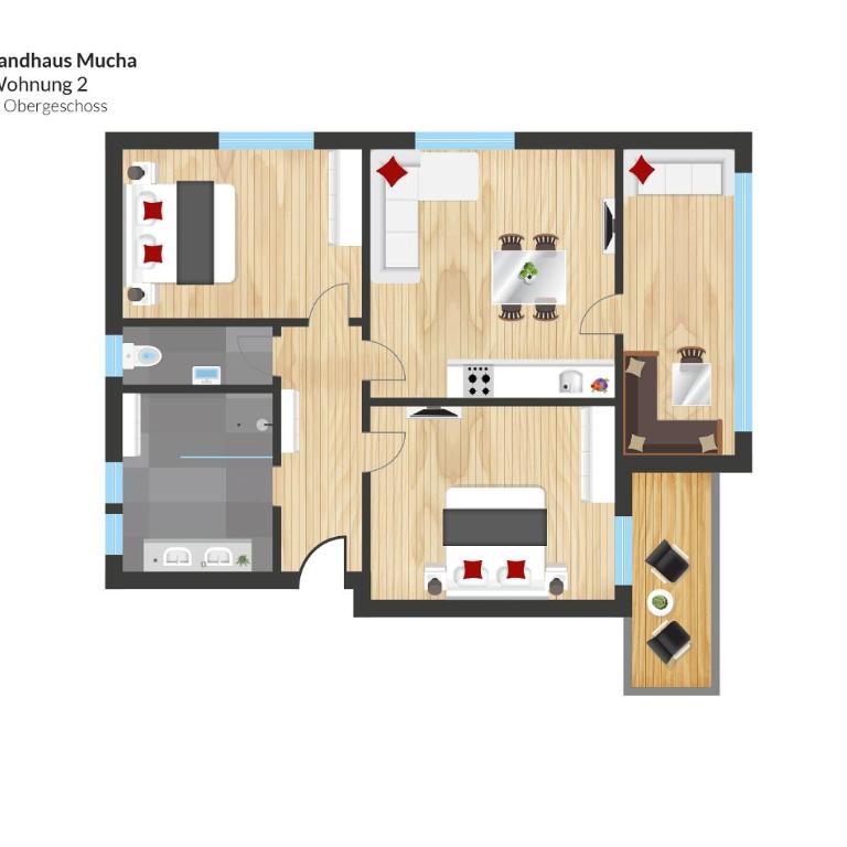 Landhaus Mucha - Ferienwohnungen - Deluxe Apartment mit 2 Schlafzimmern - 18