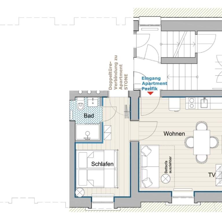 Zentral - Gartenblick - Netflix - Waschmaschine - Deluxe Apartment mit 1 Schlafzimmer und Gartenblick - 17